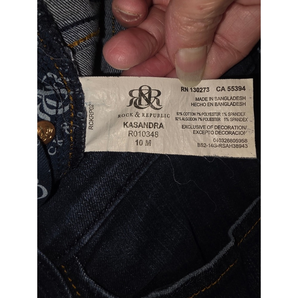 Rock & Republic Kasandra Dark Wash Studded Bootcut Jeans Size 10M R010348 - Picture 2 of 11